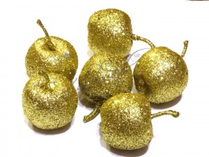 Яблуко в блискітках, 3,5 см, ЗОЛОТИСТЕ